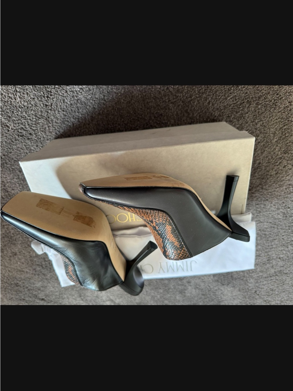 Jimmy Choo Brown and Black Snake-Print Slide Mules original - Picture 4 of 6